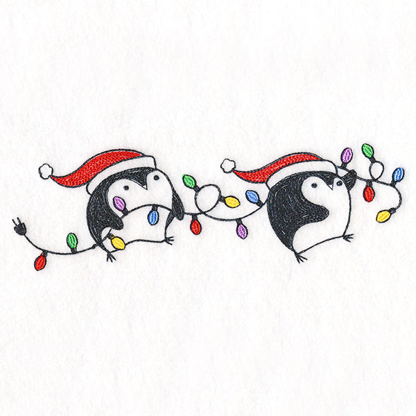 Lit Christmas Penguin Border
