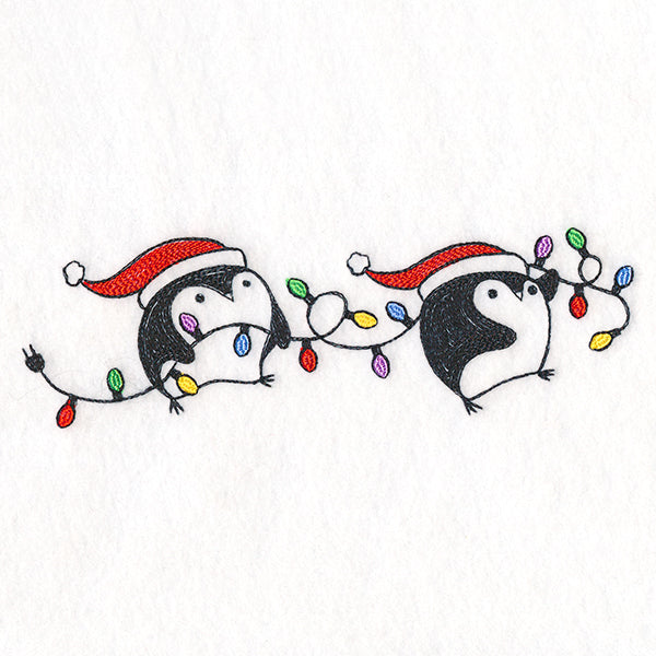 Lit Christmas Penguin Border