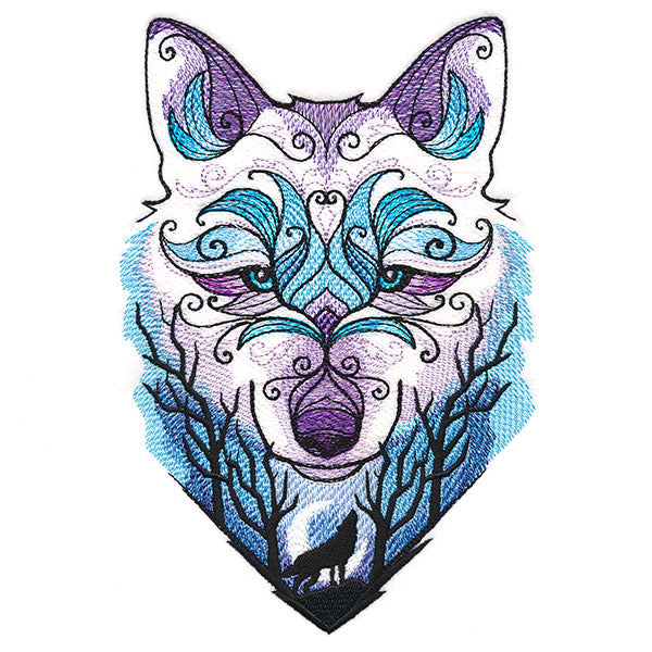 Fantastic Moonlit Wolf Scene