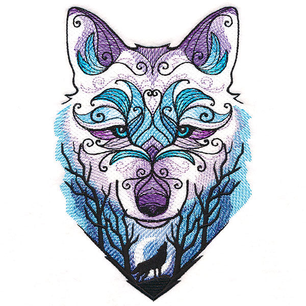 Fantastic Moonlit Wolf Scene