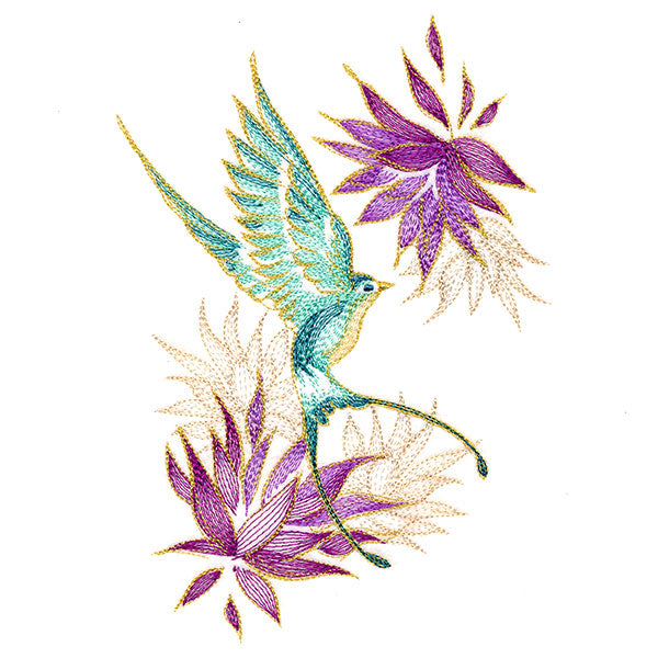 Elegant Swallow and Blooms