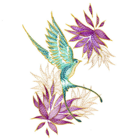 Elegant Swallow and Blooms