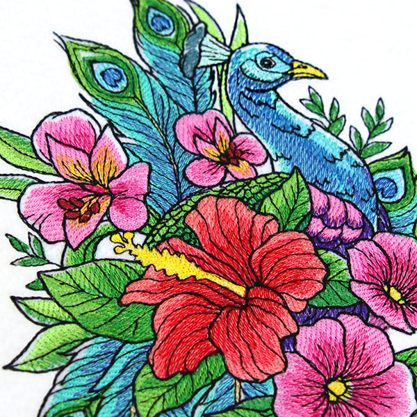 Wild Peacock in Flowers