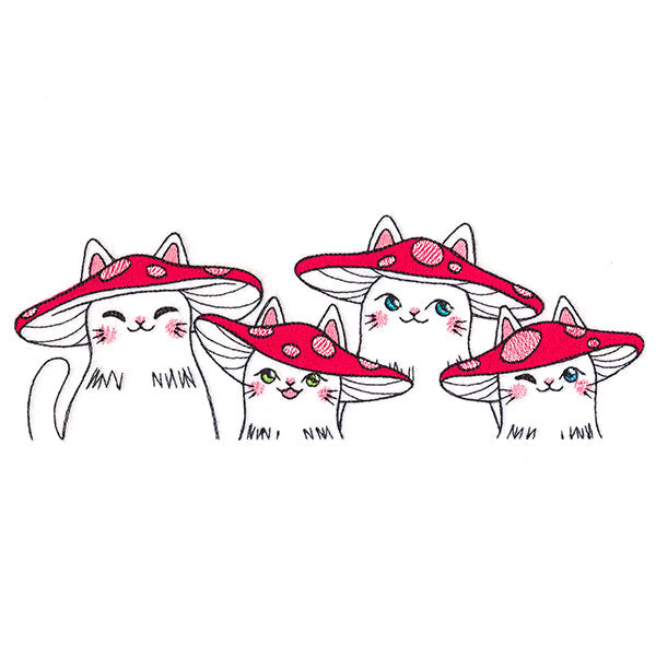 Delightful Mushroom Kitty Border
