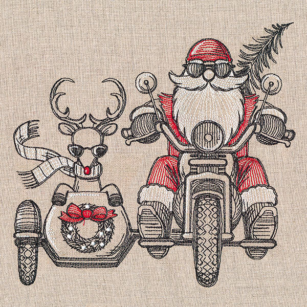 Motorcycle & Sidecar Santa
