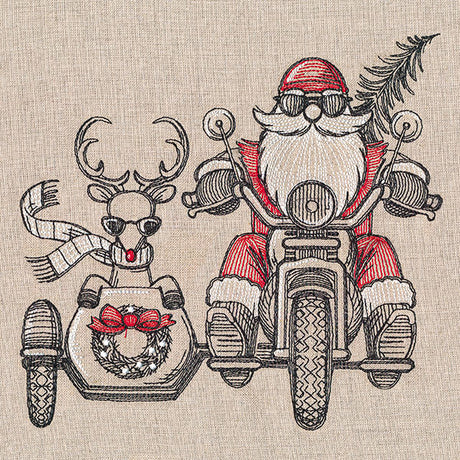 Motorcycle & Sidecar Santa