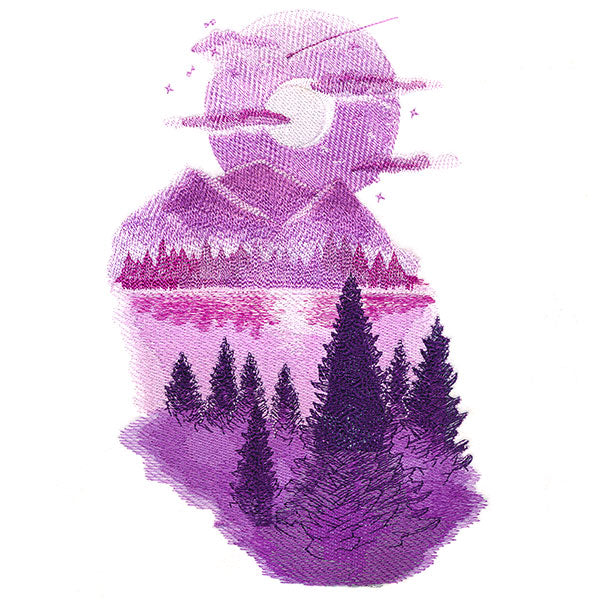 Lakeside Moonscape Scene