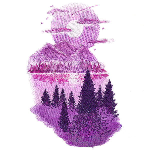 Lakeside Moonscape Scene