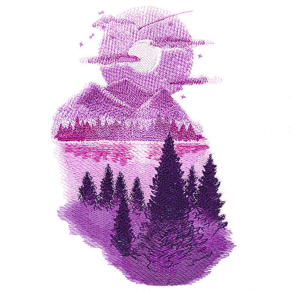 Lakeside Moonscape Scene