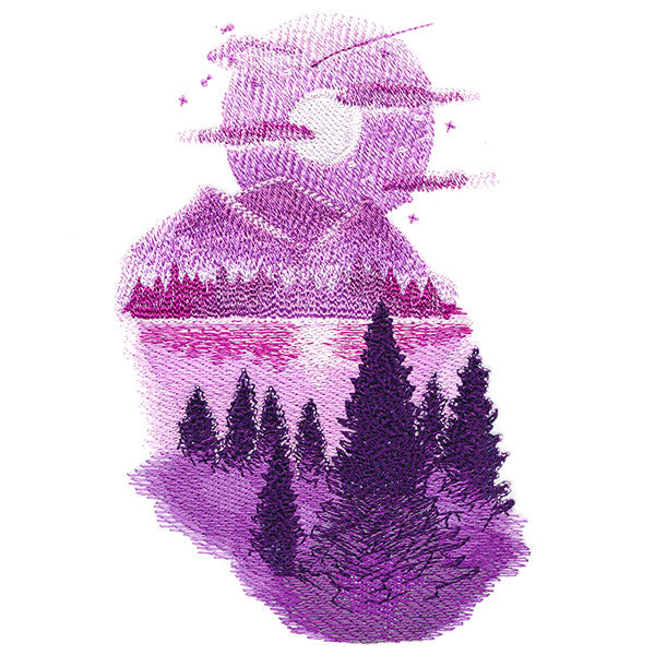 Lakeside Moonscape Scene