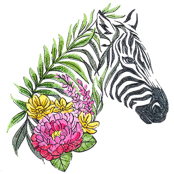 Zebra in Flowers