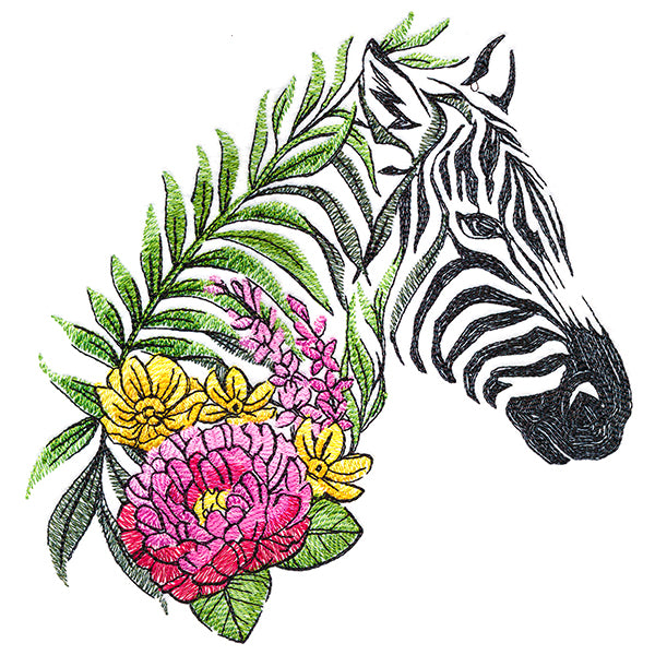 Zebra in Flowers