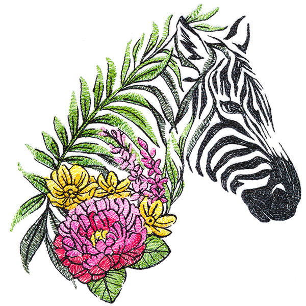Zebra in Flowers