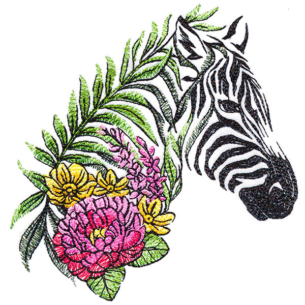 Zebra in Flowers