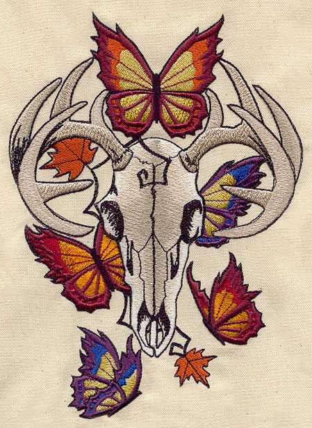 Deer Skull and Butterflies