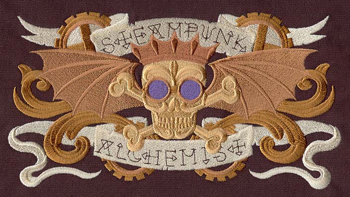 Steampunk Alchemy Skull Banner