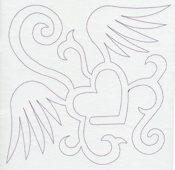 Quilting Winged Heart (Single Run)