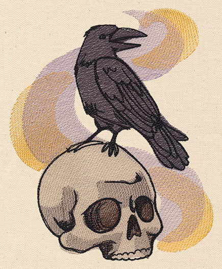 Painted Skull and Raven