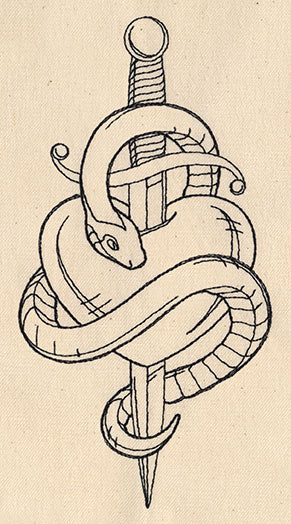 Thread Tattoos - Snake and Dagger