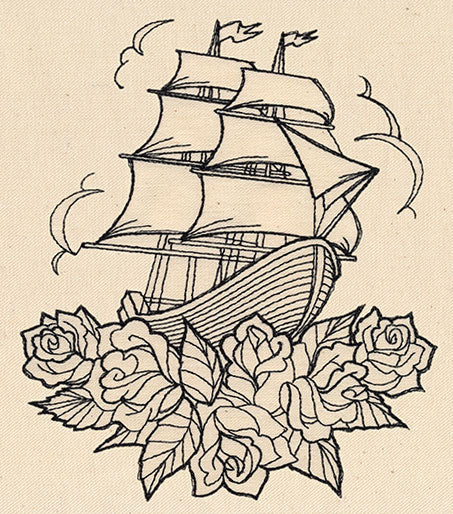 Thread Tattoos - Ship and Roses