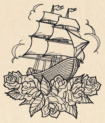 Thread Tattoos - Ship and Roses