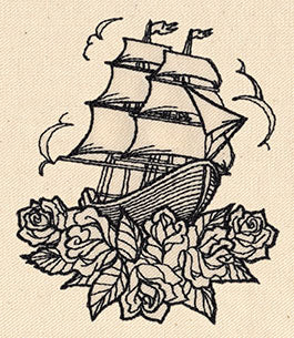 Thread Tattoos - Ship and Roses