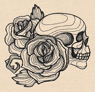 Engraved Skull and Roses