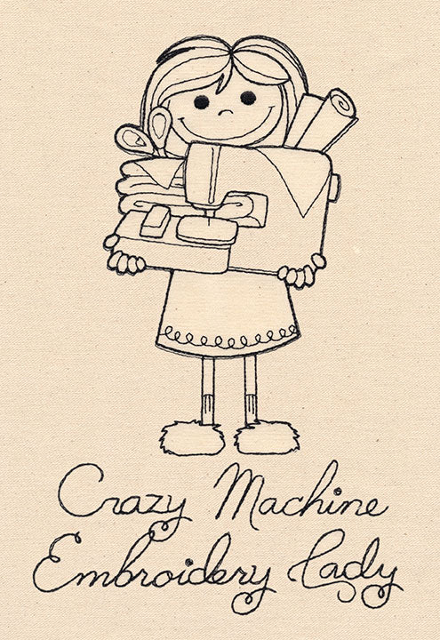 Crazy Machine Embroidery Lady