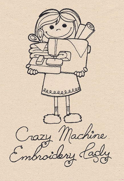 Crazy Machine Embroidery Lady