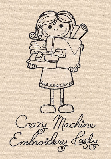 Crazy Machine Embroidery Lady