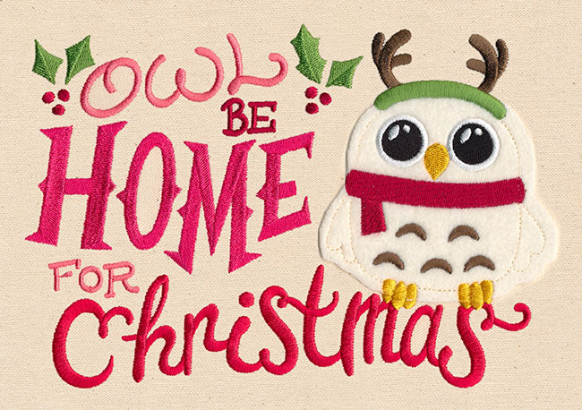 Owl Be Home for Christmas (Applique)