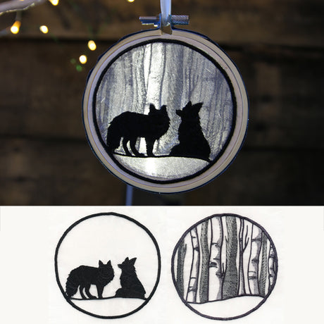 Winter Woodland Foxes Shadowbox (Organza)