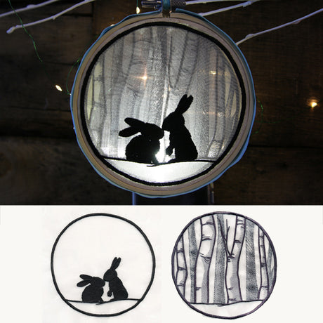 Winter Woodland Bunnies Shadowbox (Organza)