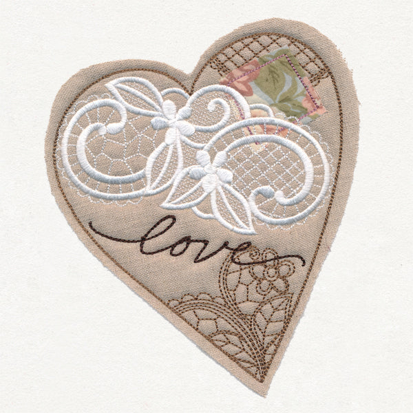 Antique Collage Heart (Applique)