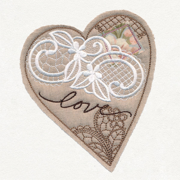 Antique Collage Heart (Applique)