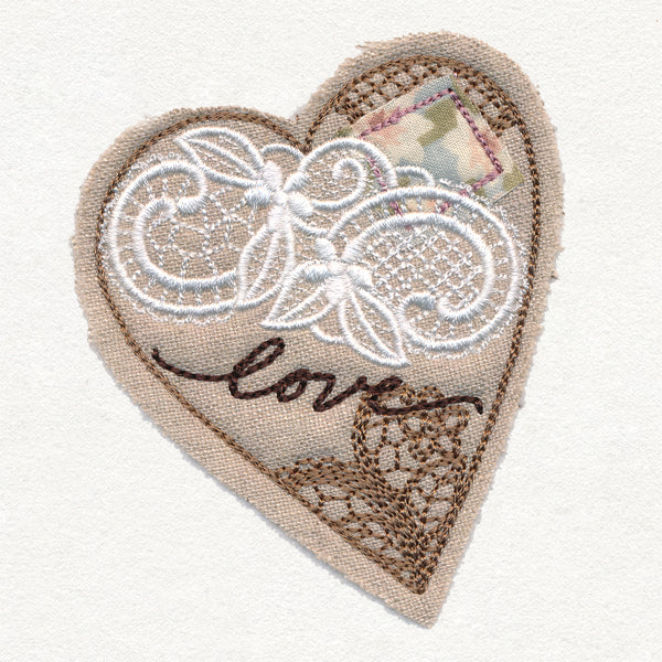 Antique Collage Heart (Applique)