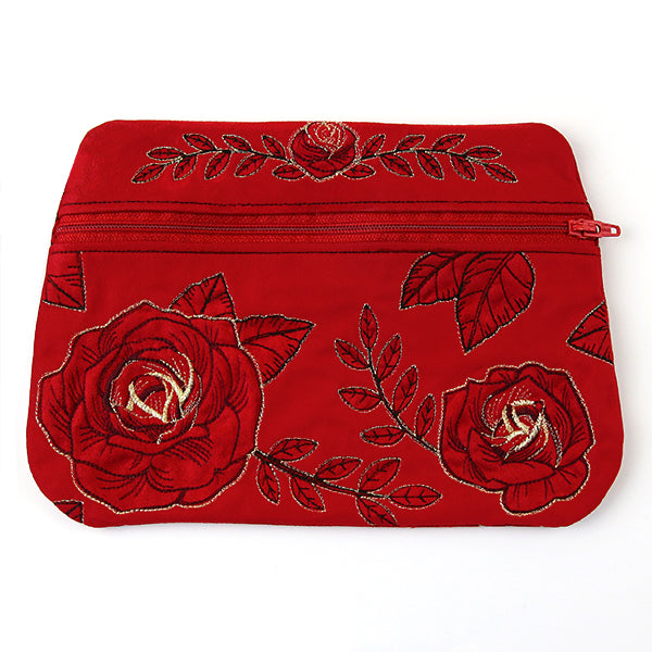 Fancy Floral Lined Zipper Pouch (In-the-Hoop)