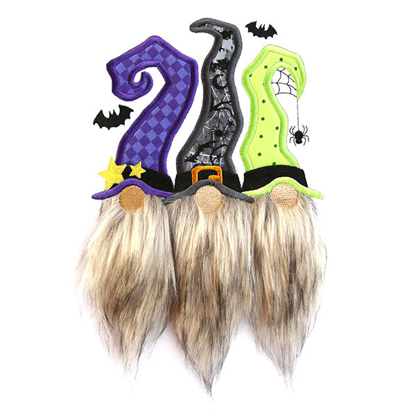 Fluffy Halloween Gnome Trio (Applique)