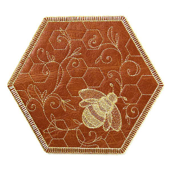 What's The Buzz Leather Coaster (In-the-Hoop)