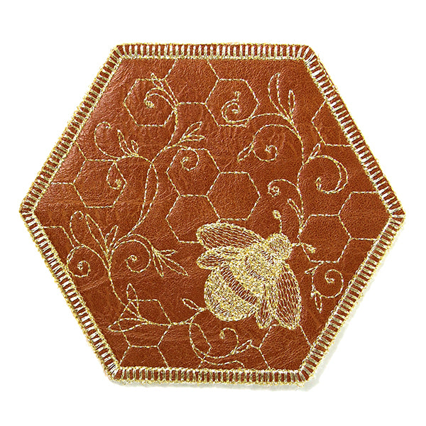 What's The Buzz Leather Coaster (In-the-Hoop)