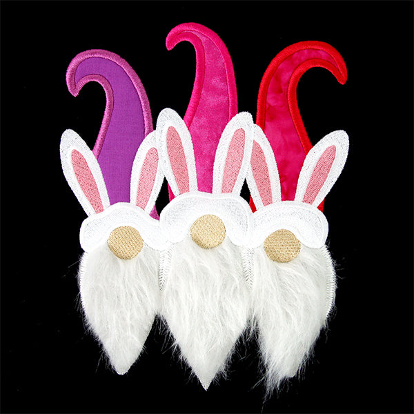 Fluffy Bunny Gnome Trio (Applique)