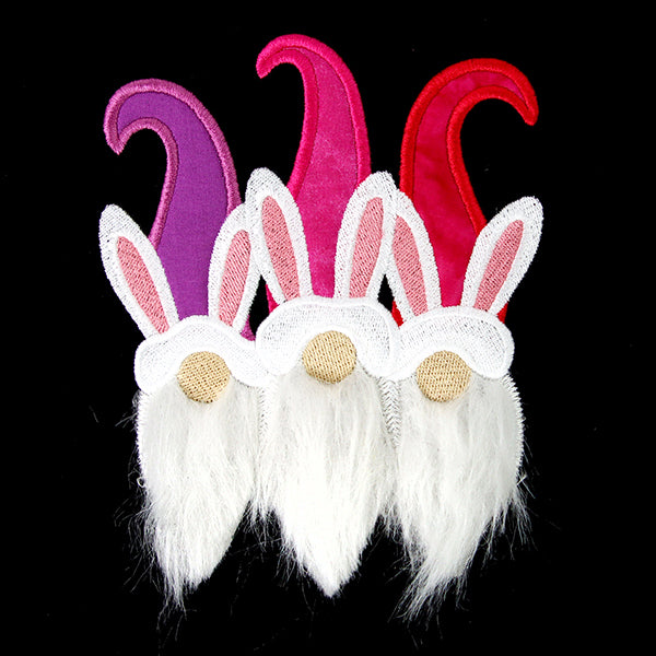 Fluffy Bunny Gnome Trio (Applique)