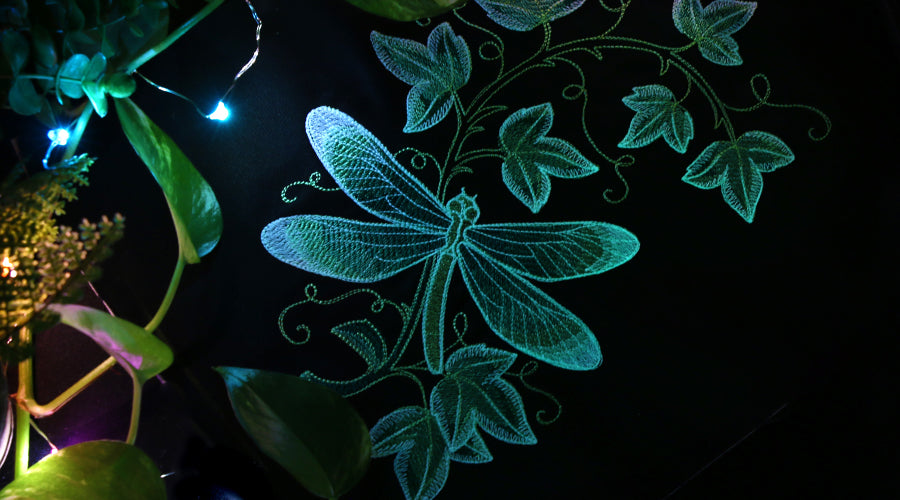 glowing dragonfly machine embroidery design