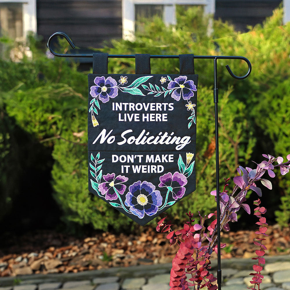 machine embroidered funny garden flag