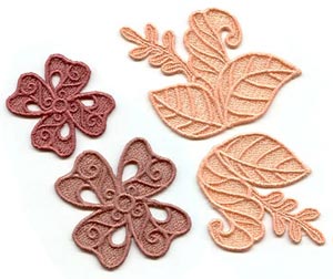 Completed Lace Fascinator pieces in brown and cream