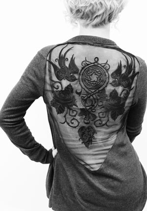 Organza Back Cardigan