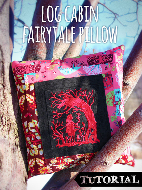 Log Cabin Fairytale Pillow Tutorial, featuring Fairytale Shadows - Red Riding Hood design