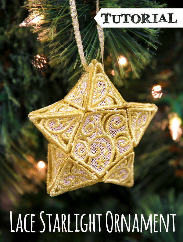 machine embroidery 3d Lace star ornament