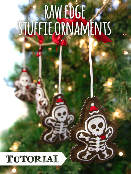 machine embroidered Christmas ornaments