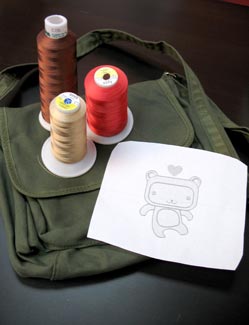 Messenger Bag project, featuring Happy Bear design
